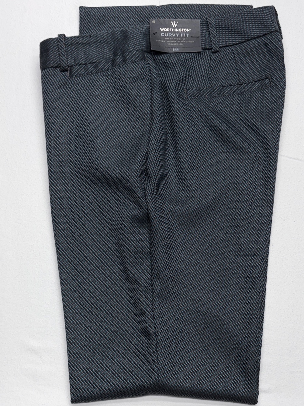 Worthington Curvy Fit Trouser Pants Womens 4 NWT Wide Leg Houndstooth Teal Brown